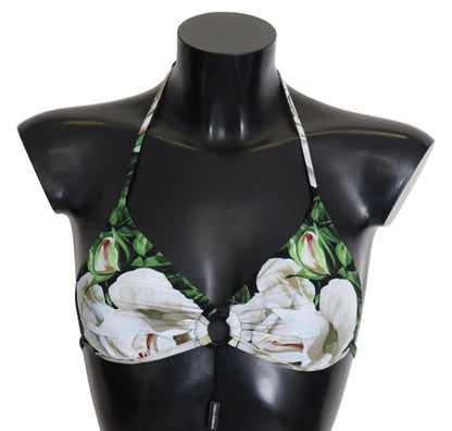 Top de bikini con estampado floral y cierre con logo de Dolce &amp; Gabbana
