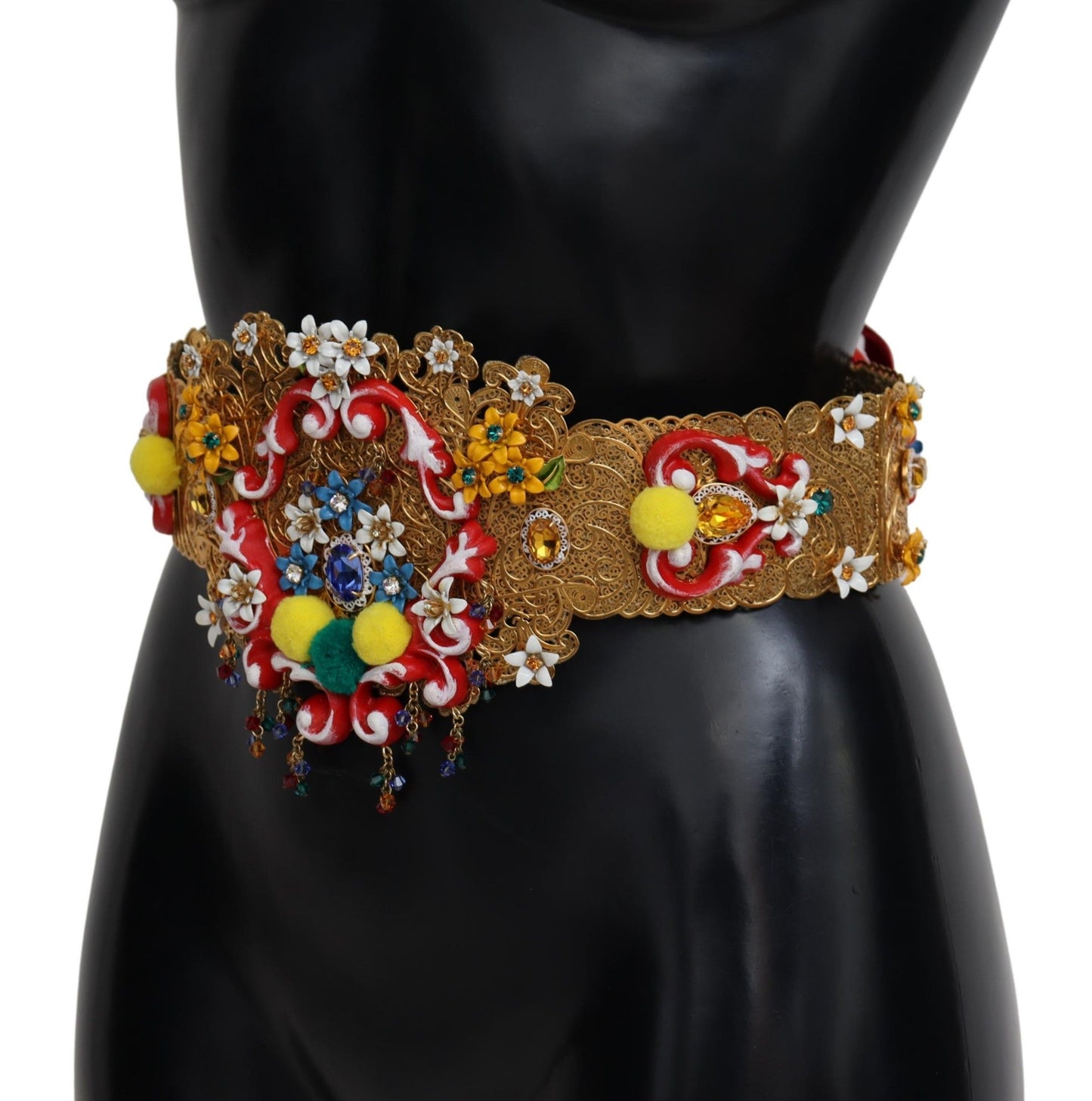 Ceinture à fleurs et cristaux Dolce &amp; Gabbana dorée
