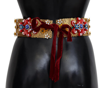 Ceinture à fleurs et cristaux Dolce &amp; Gabbana dorée