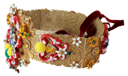 Ceinture à fleurs et cristaux Dolce &amp; Gabbana dorée