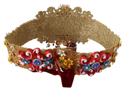 Ceinture à fleurs et cristaux Dolce &amp; Gabbana dorée