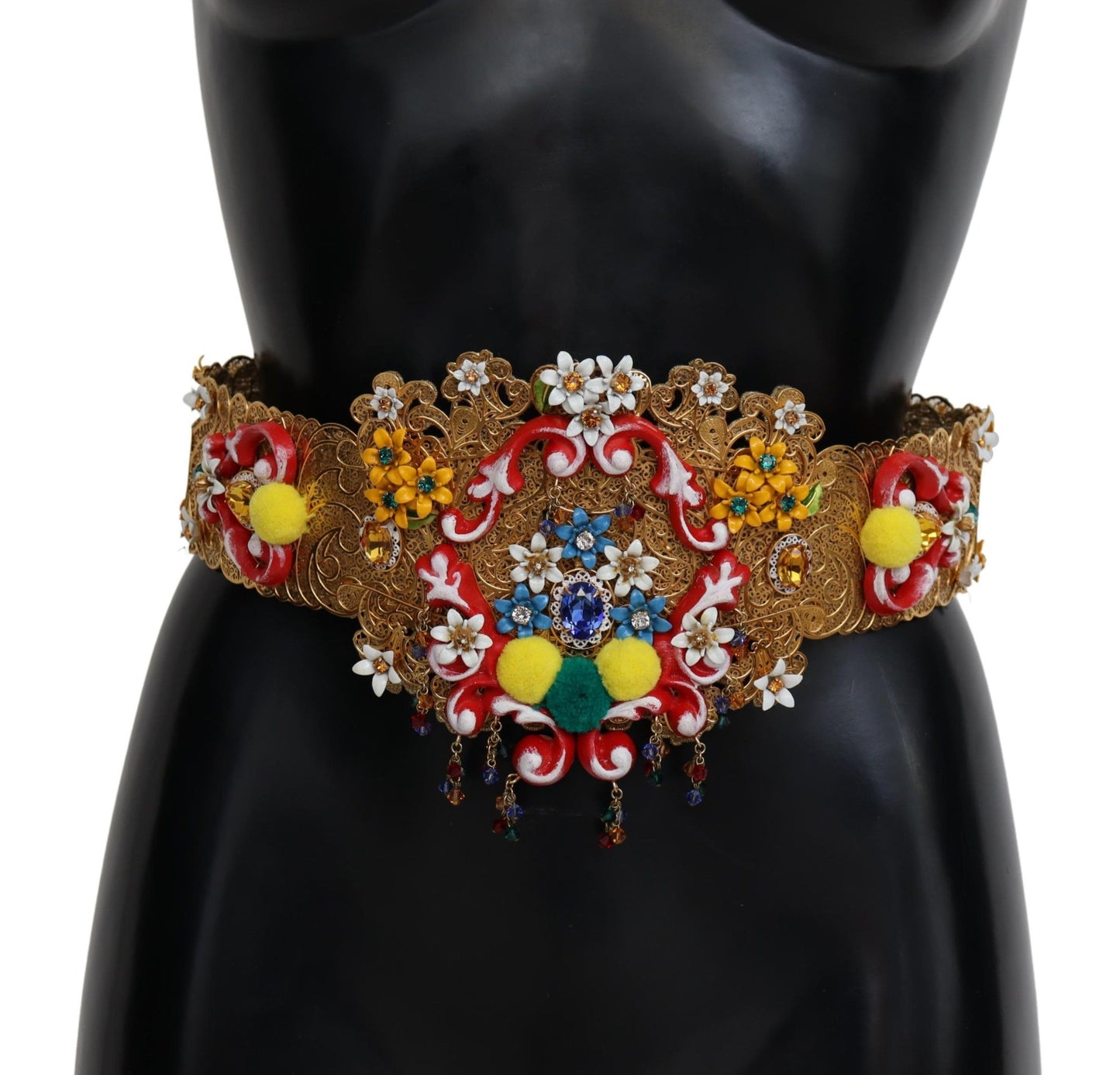 Ceinture à fleurs et cristaux Dolce &amp; Gabbana dorée