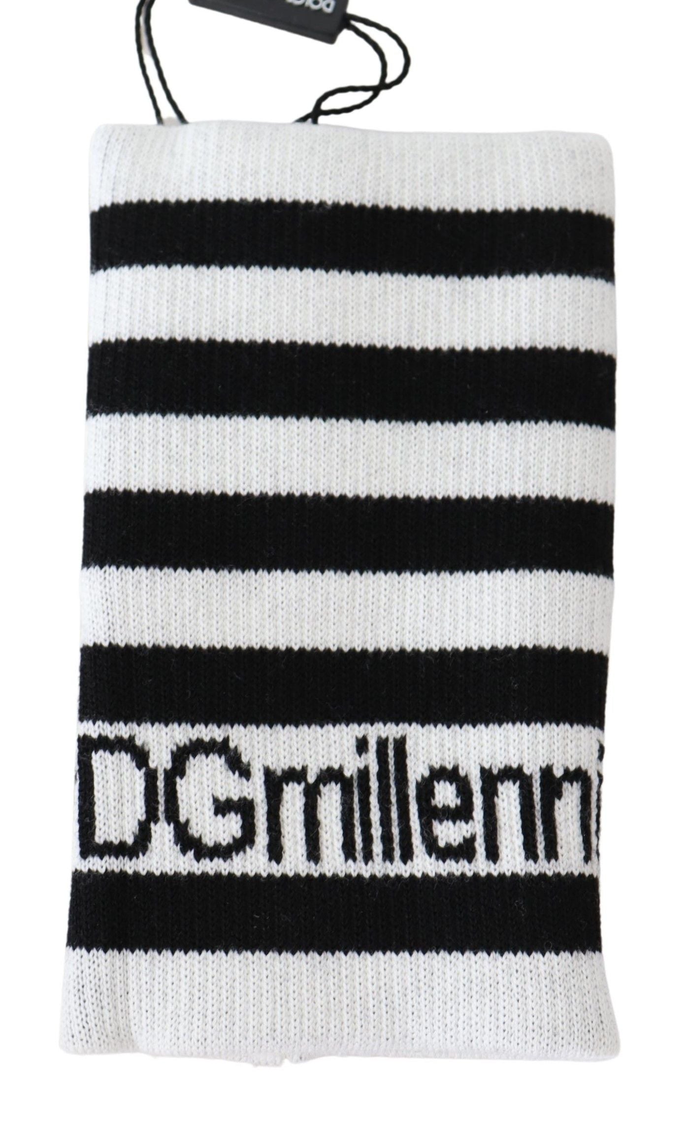 Dolce &amp; Gabbana Muñequera elegante en mezcla de lana en blanco y negro