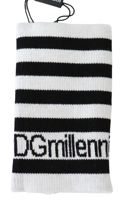 Dolce &amp; Gabbana Muñequera elegante en mezcla de lana en blanco y negro