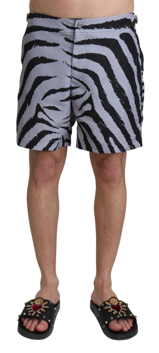 Dolce &amp; Gabbana Bañador elegante con estampado de cebra gris