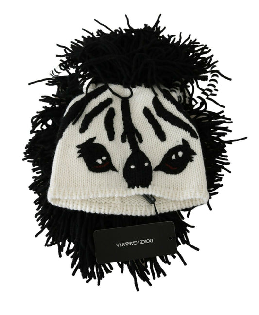 Dolce &amp; Gabbana Gorro de punto de cachemira en blanco y negro