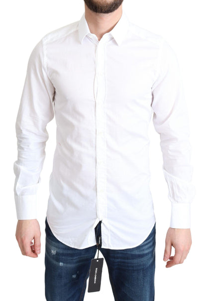 Dolce &amp; Gabbana Elegante camisa de vestir de algodón blanca Slim Fit