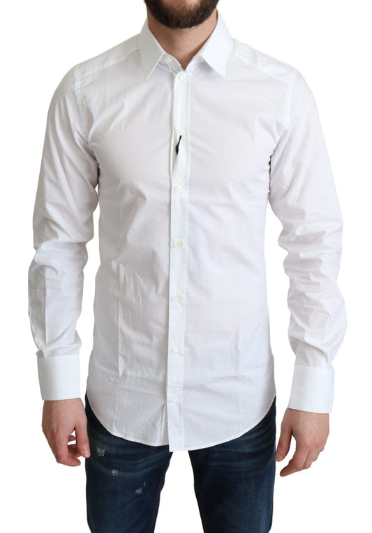 Dolce &amp; Gabbana Elegante camisa de vestir de algodón blanca