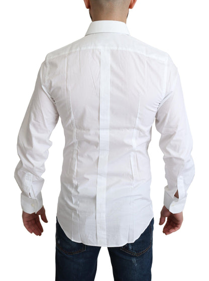 Dolce &amp; Gabbana Elegante camisa de vestir de algodón blanca