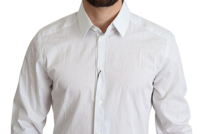Dolce &amp; Gabbana Camisa de vestir elegante a rayas doradas