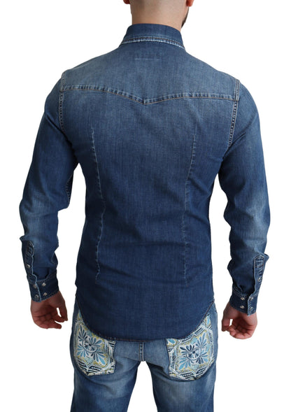 Dolce &amp; Gabbana Camisa casual elegante de mezclilla de manga larga