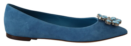 Dolce &amp; Gabbana Elegantes zapatos planos de ante con adornos de cristales