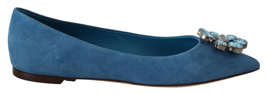 Dolce &amp; Gabbana Elegantes zapatos planos de ante con adornos de cristales