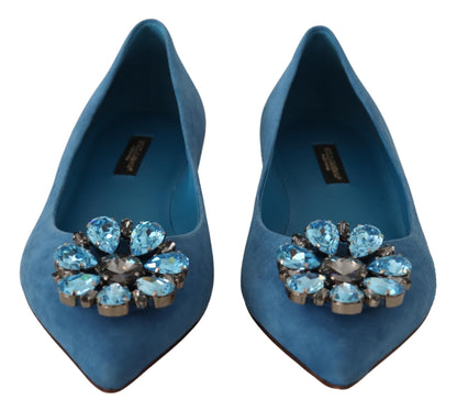 Dolce &amp; Gabbana Elegantes zapatos planos de ante con adornos de cristales