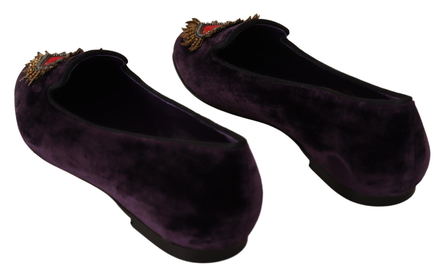 Dolce &amp; Gabbana Mocasines Chic de Terciopelo Morado con Detalle de Corazón