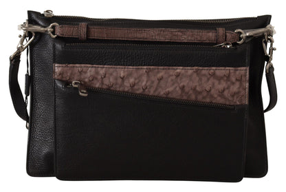 Dolce &amp; Gabbana Elegante bolso bandolera de cuero negro