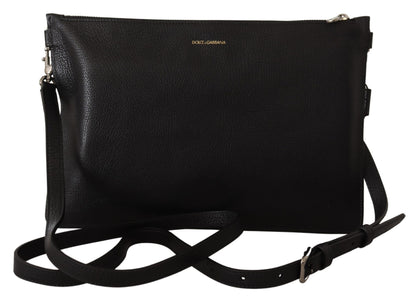 Dolce &amp; Gabbana Elegante bolso bandolera de cuero negro