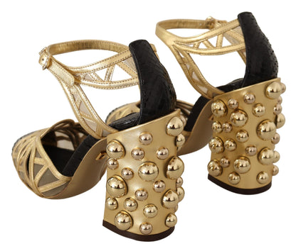 Dolce &amp; Gabbana Elegantes zapatos de tacón de cuero con tachuelas de cristal