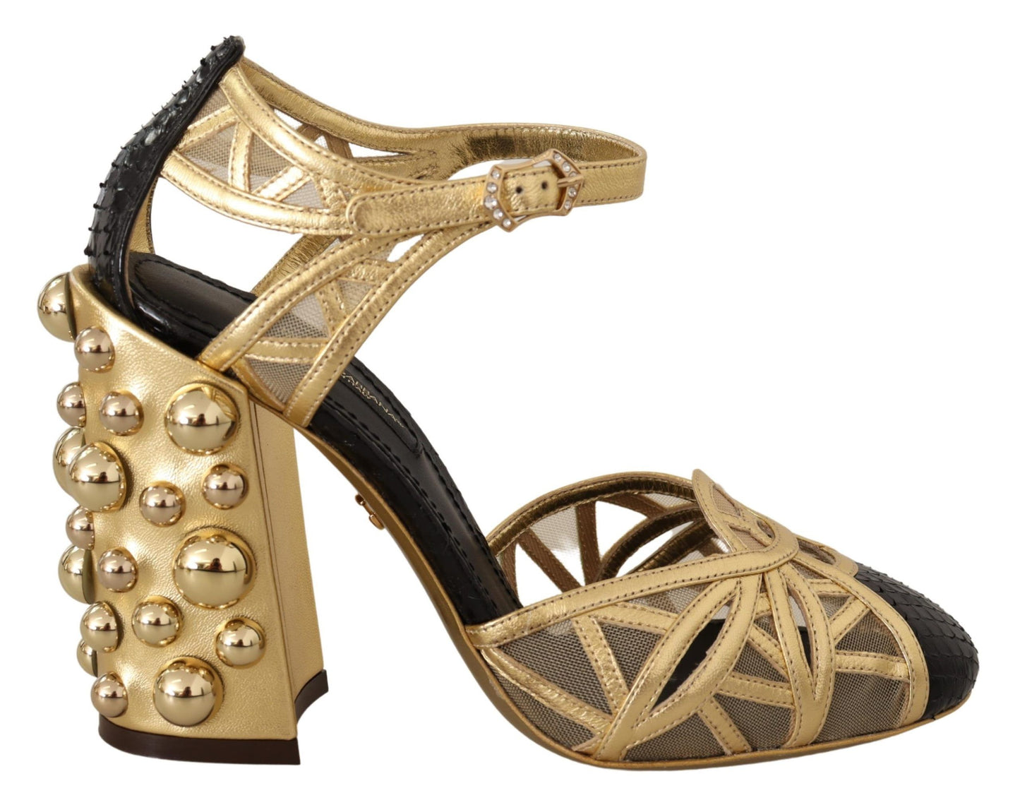 Dolce &amp; Gabbana Elegantes zapatos de tacón de cuero con tachuelas de cristal
