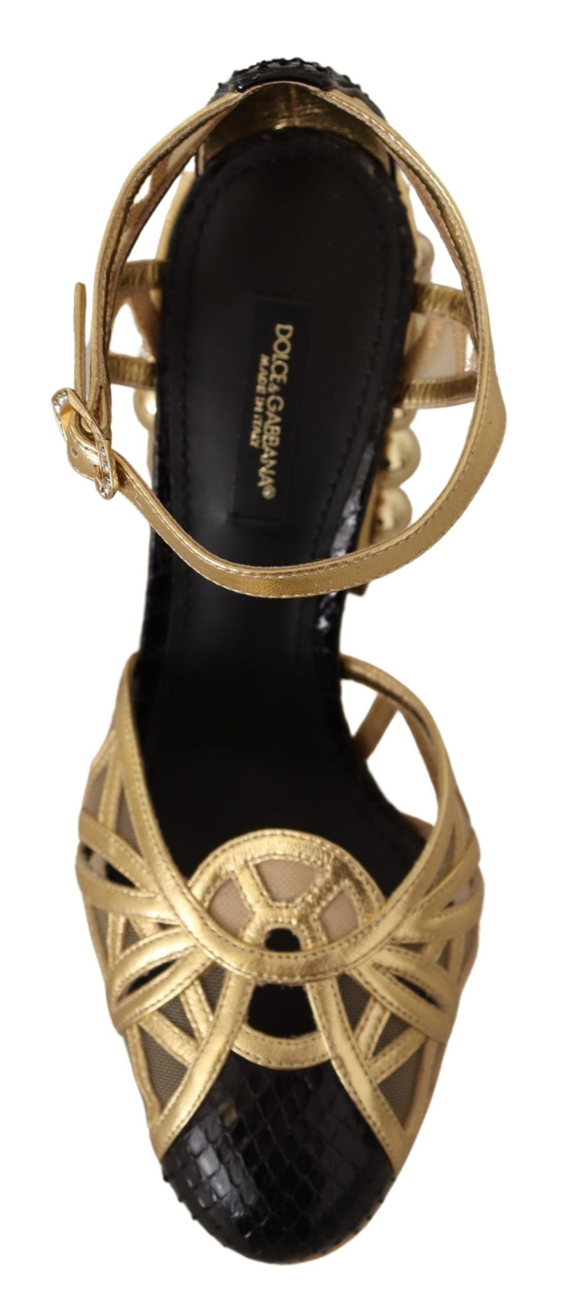Dolce &amp; Gabbana Elegantes zapatos de tacón de cuero con tachuelas de cristal