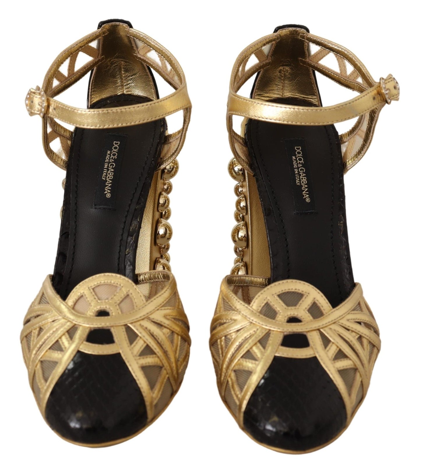 Dolce &amp; Gabbana Elegantes zapatos de tacón de cuero con tachuelas de cristal