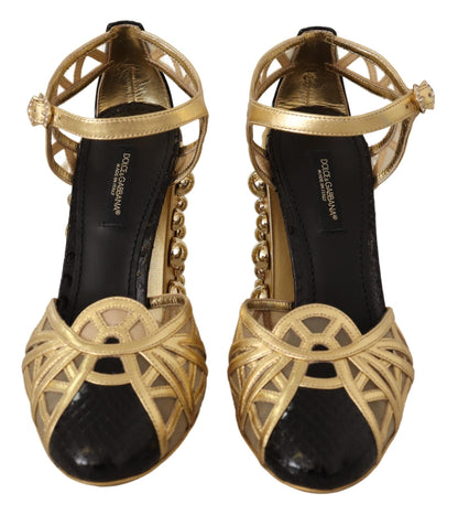Dolce &amp; Gabbana Elegantes zapatos de tacón de cuero con tachuelas de cristal