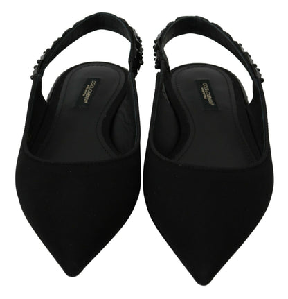 Dolce &amp; Gabbana Zapatos planos destalonados elegantes en mezcla de seda con cristales