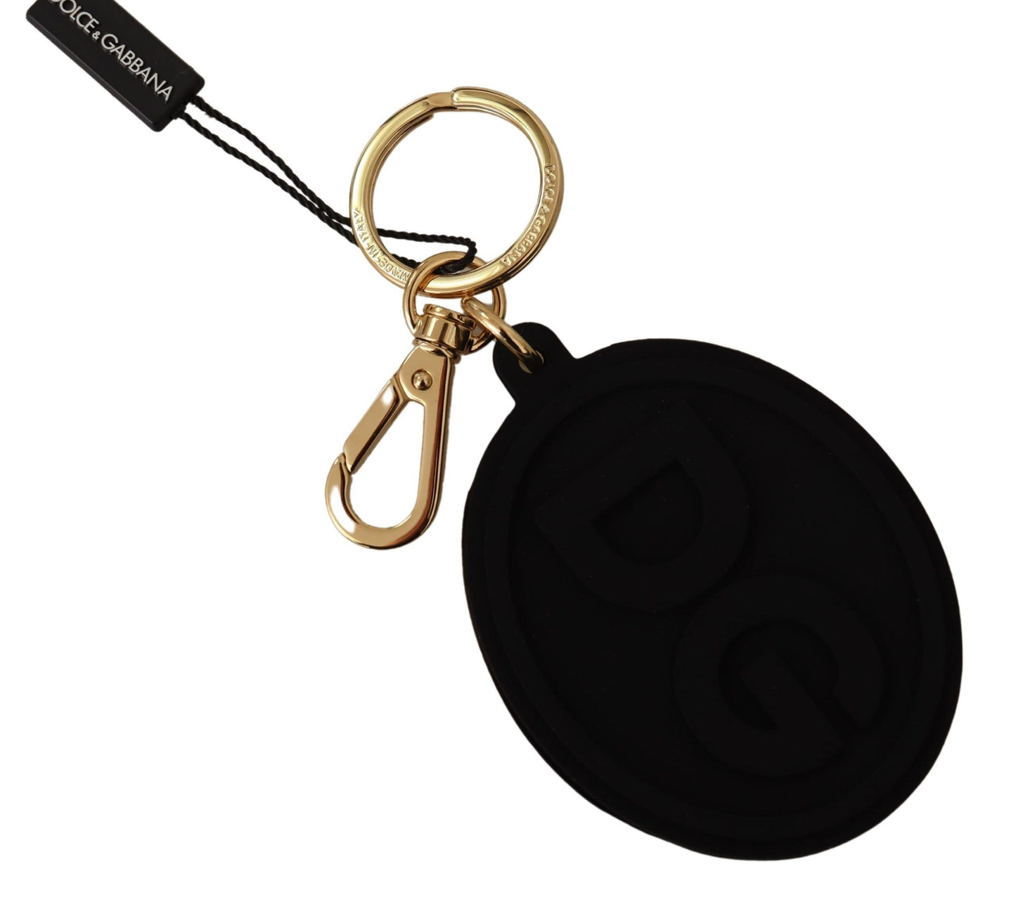 Dolce &amp; Gabbana Elegant Black and Gold Keychain Accessory
