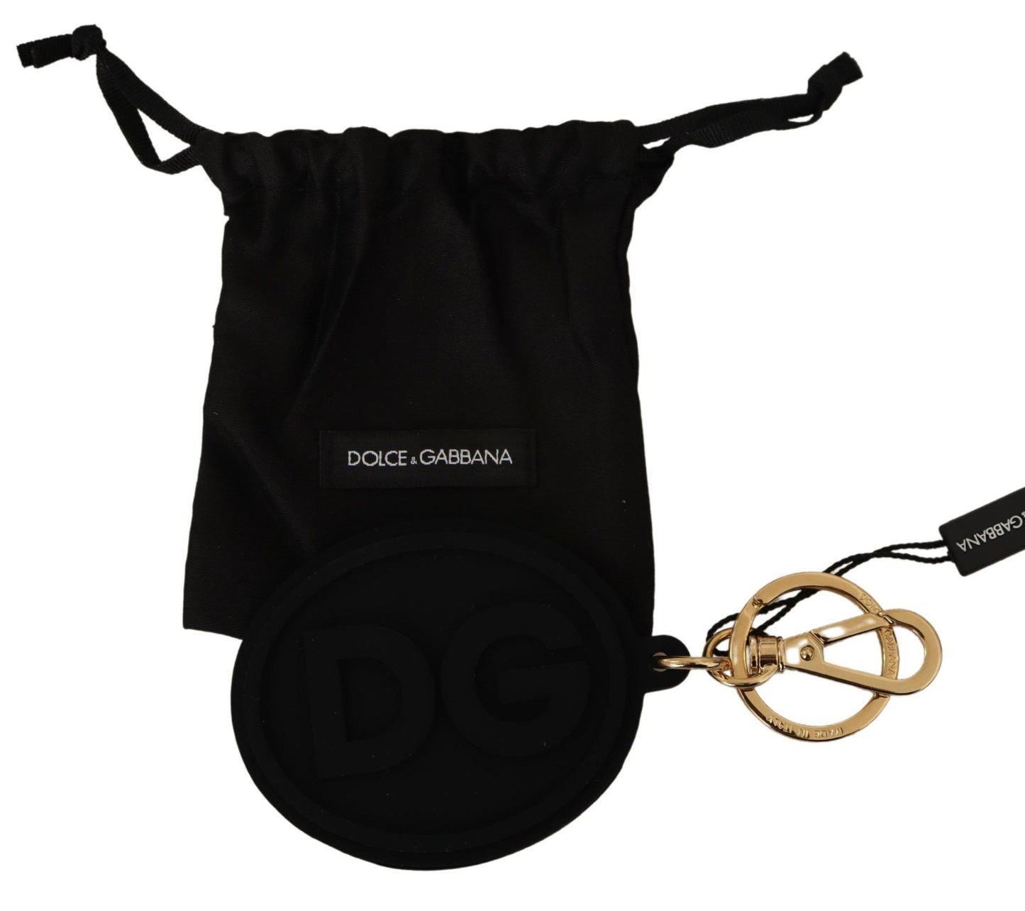 Dolce &amp; Gabbana Elegant Black and Gold Keychain Accessory
