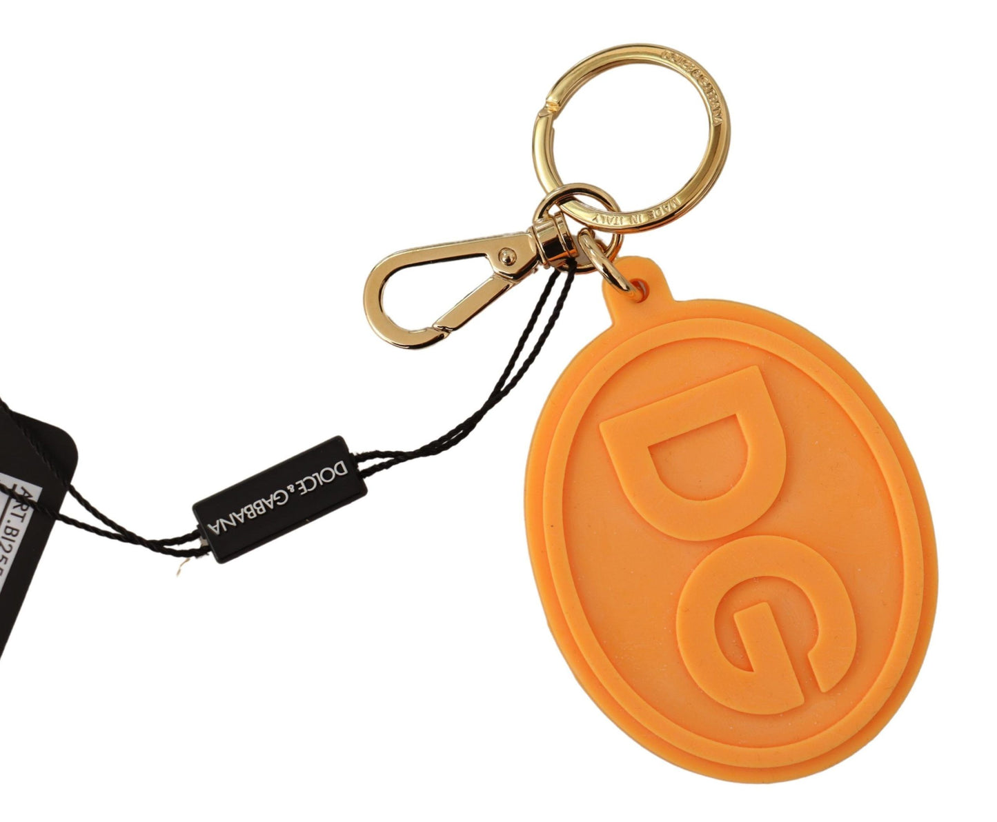 Dolce &amp; Gabbana Stunning Orange Gold Keychain &amp; Bag Charm