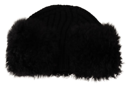 Dolce &amp; Gabbana Gorro elegante de piel de alpaca y cachemira negro