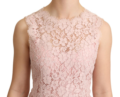 Dolce &amp; Gabbana Elegante blusa sin mangas de encaje rosa