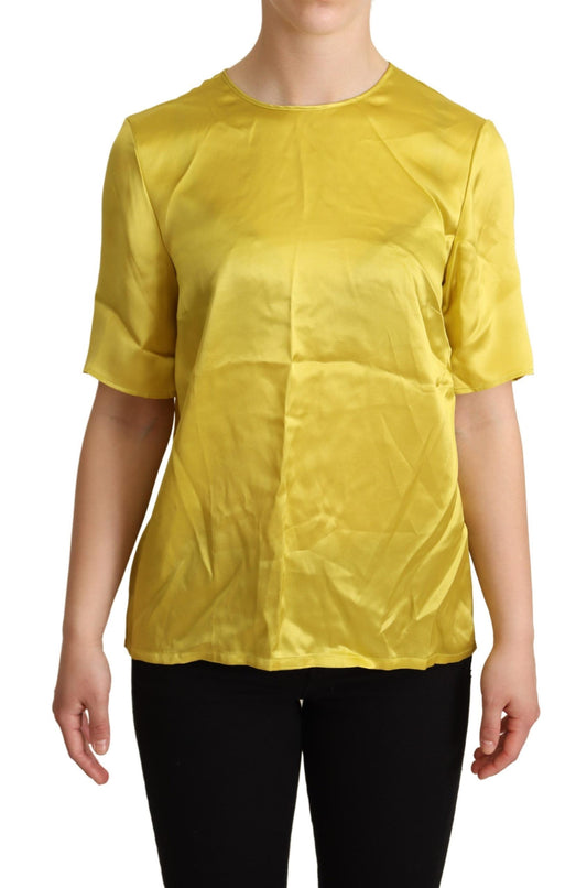 Dolce &amp; Gabbana Blusa De Manga Corta De Seda Elegante - Amarillo