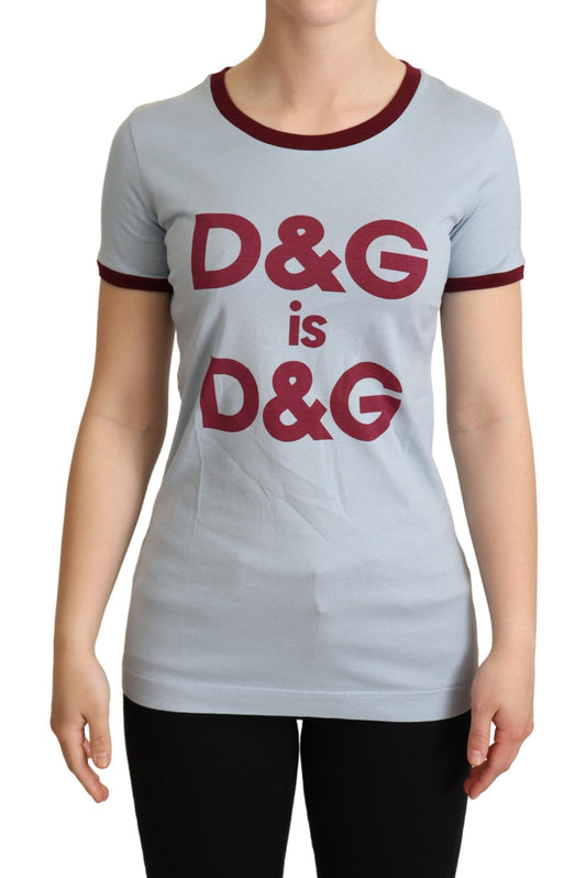 Dolce &amp; Gabbana Elegante camiseta de algodón con cuello redondo azul