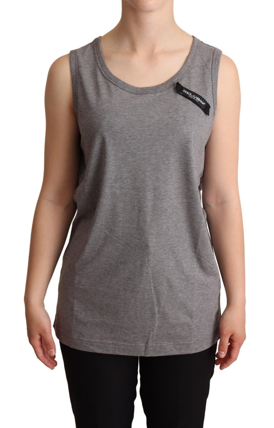 Dolce &amp; Gabbana Camiseta sin mangas elegante de punto de algodón gris
