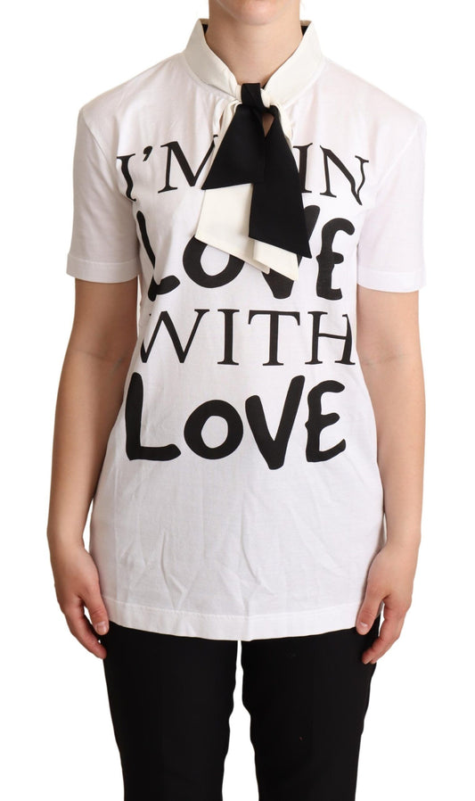 Dolce &amp; Gabbana Camiseta de algodón de seda con eslogan Love Chic