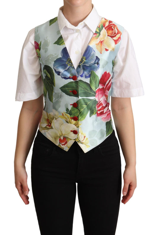 Dolce &amp; Gabbana Elegante chaleco de seda con estampado floral
