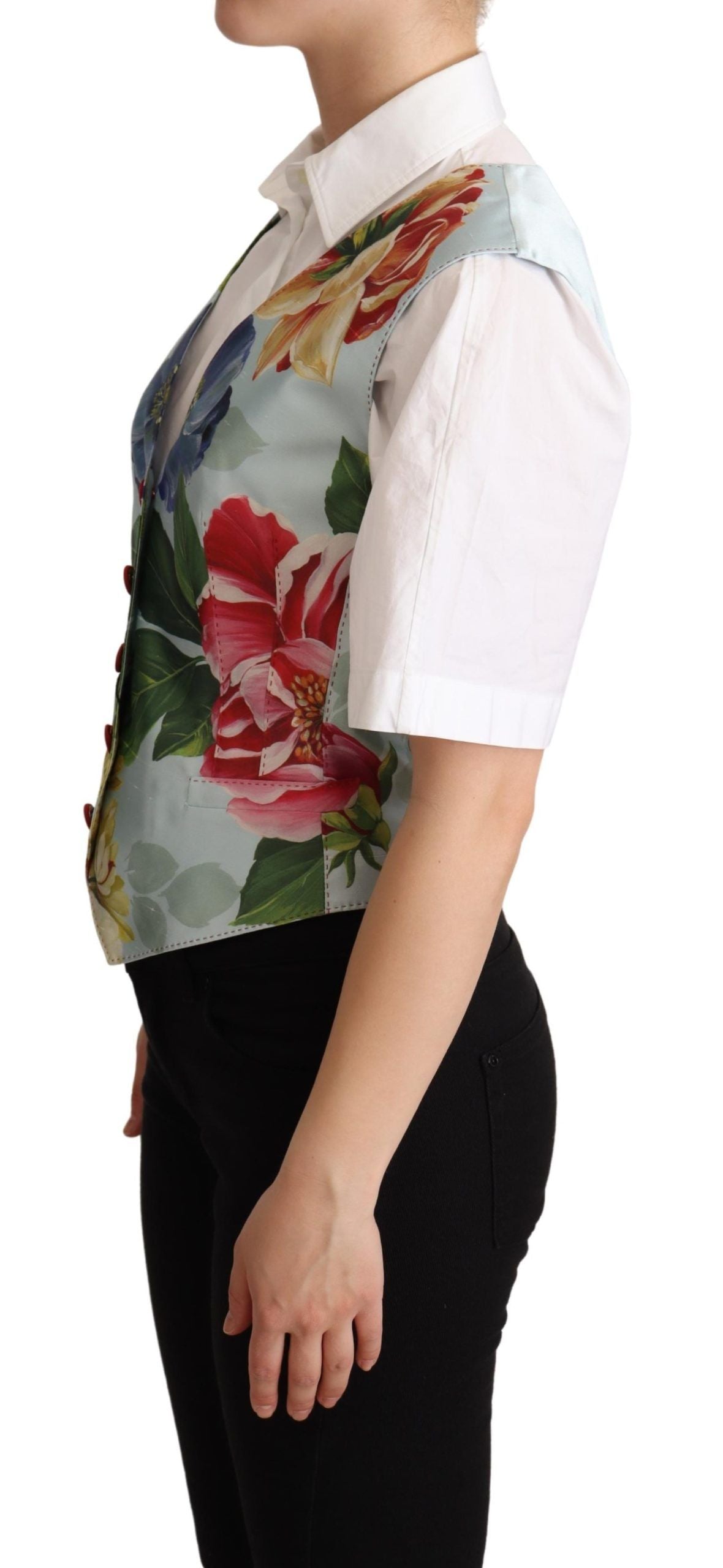 Dolce &amp; Gabbana Elegante chaleco de seda con estampado floral
