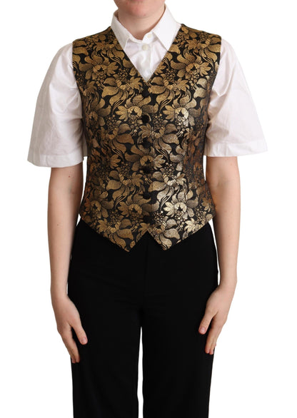 Dolce &amp; Gabbana Elegante chaleco de jacquard negro