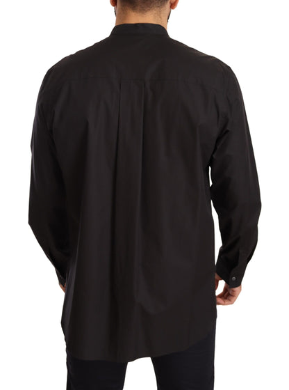 Dolce &amp; Gabbana Camisa Hombre Elegante Negra 100% Algodón