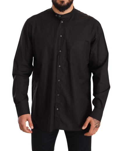 Dolce &amp; Gabbana Camisa Hombre Elegante Negra 100% Algodón