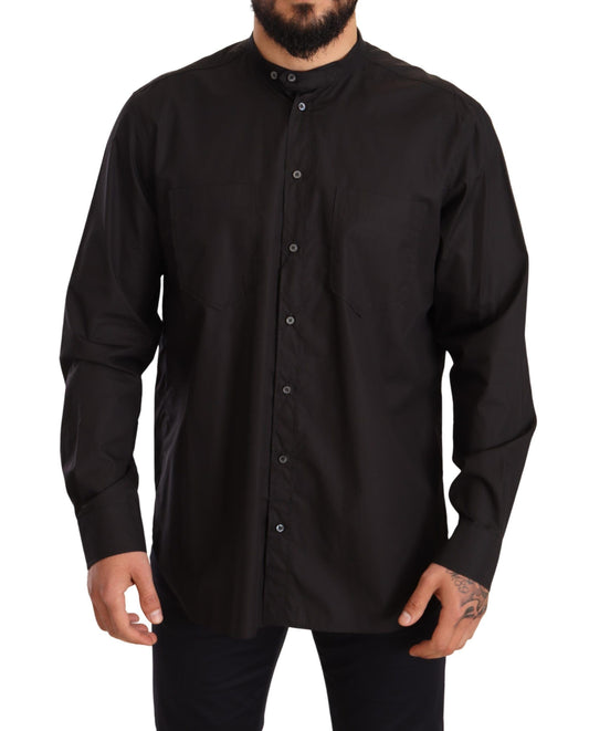 Dolce &amp; Gabbana Camisa Hombre Elegante Negra 100% Algodón