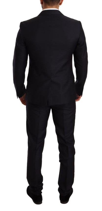 Dolce &amp; Gabbana Elegante traje de jacquard de corte slim en azul