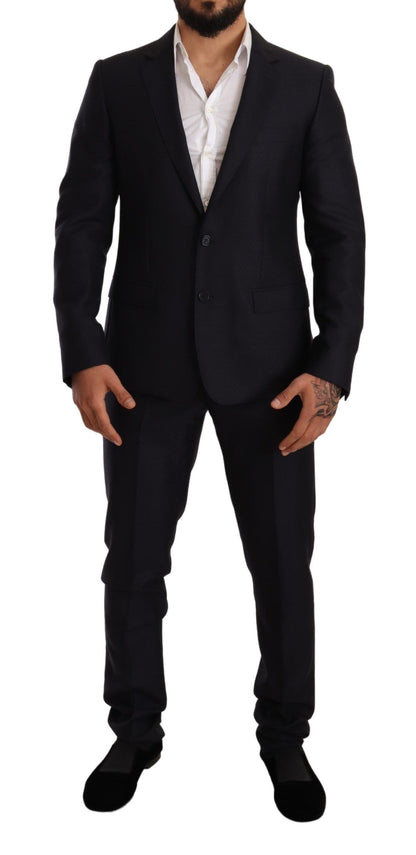 Dolce &amp; Gabbana Elegante traje de jacquard de corte slim en azul