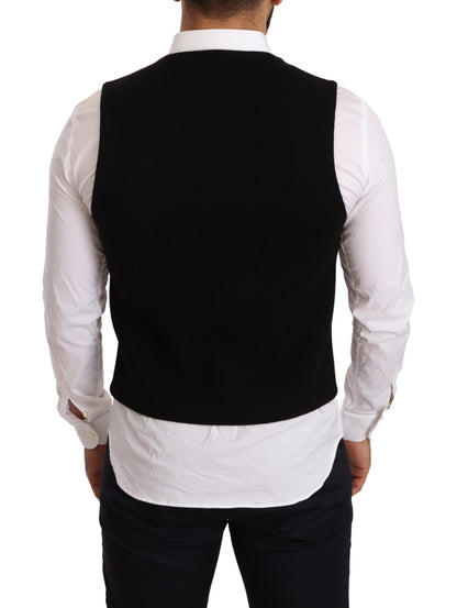Dolce &amp; Gabbana Elegante chaleco de vestir formal de algodón negro