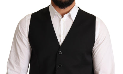 Dolce &amp; Gabbana Elegante chaleco de vestir formal negro