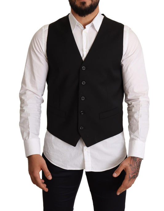 Dolce &amp; Gabbana Elegante chaleco de vestir formal negro