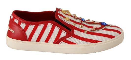 Mocasines con tachuelas y estampado de rayas Dolce &amp; Gabbana