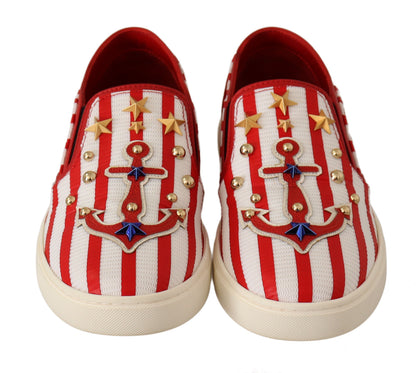 Mocasines con tachuelas y estampado de rayas Dolce &amp; Gabbana