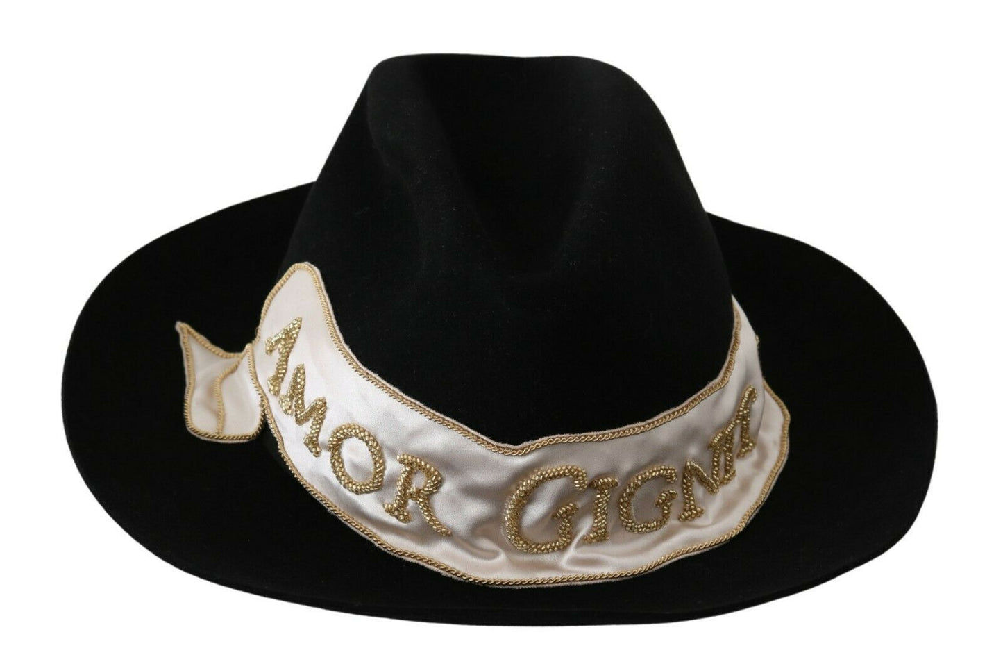 Dolce &amp; Gabbana Sombrero Panamá Elegante Conejo Negro Ala Ancha